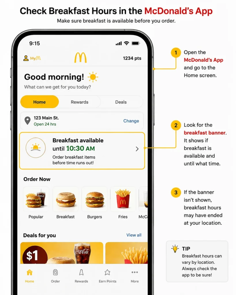 McDonald's breakfast hours in app